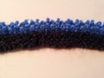 First few rows of the project knit with the moss stitch. As you can see, the color changes are very muddy.